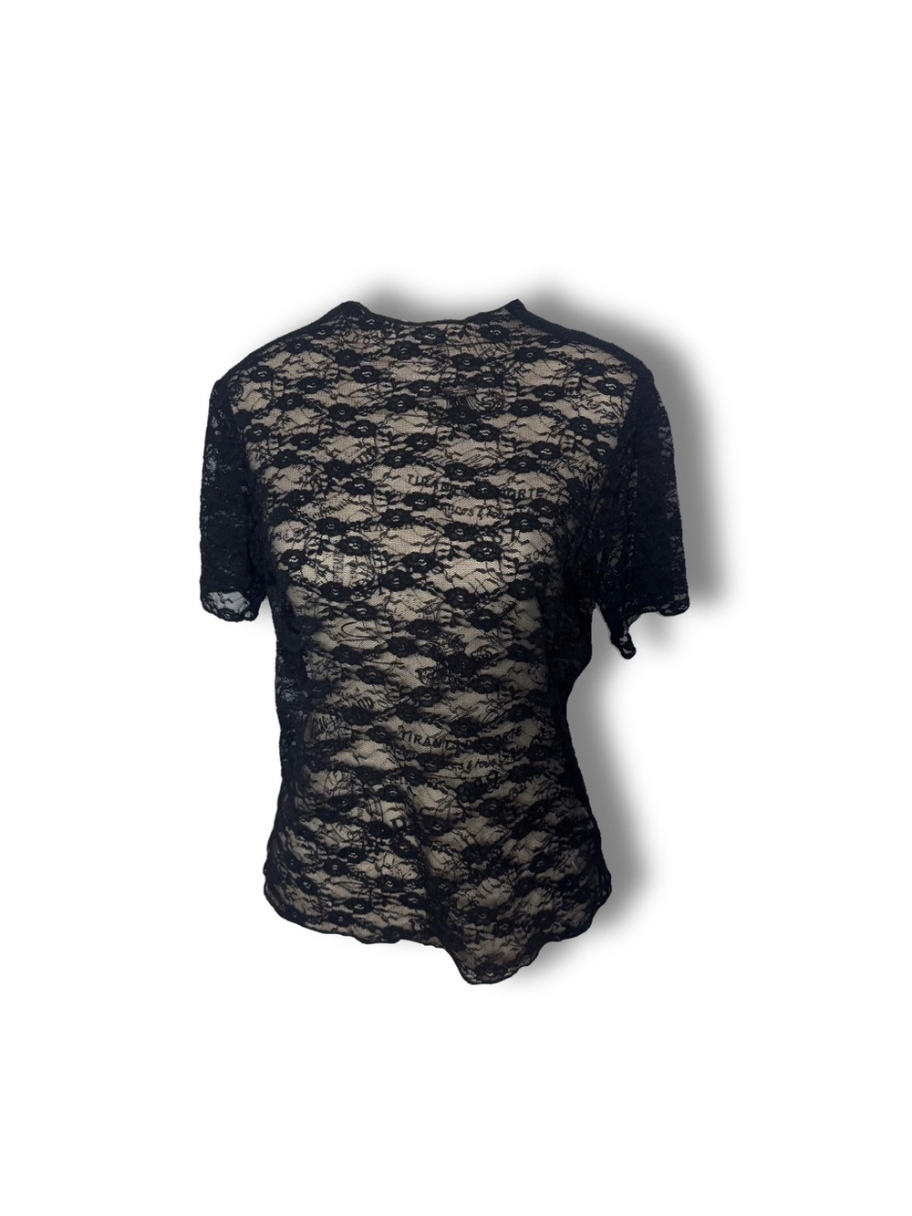 Black Lace Short Sleeve Womens Top
